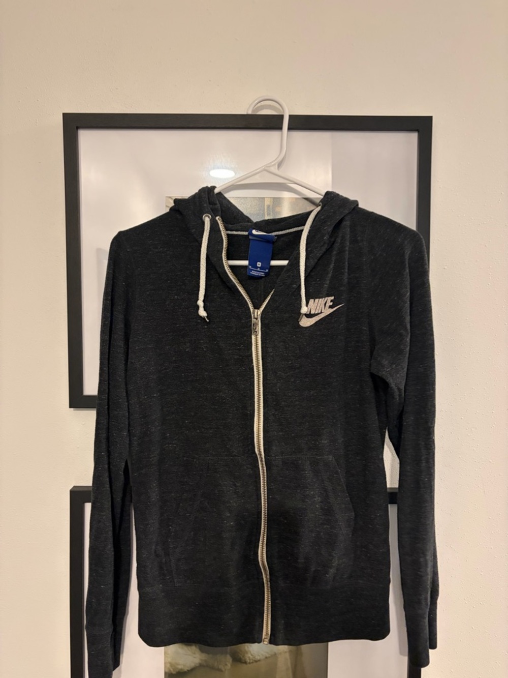 Nike Black Full-Zip Hoodie with White Swoosh